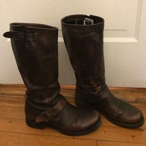 Metallic Veronica slouch Frye boots size 8. Rare!